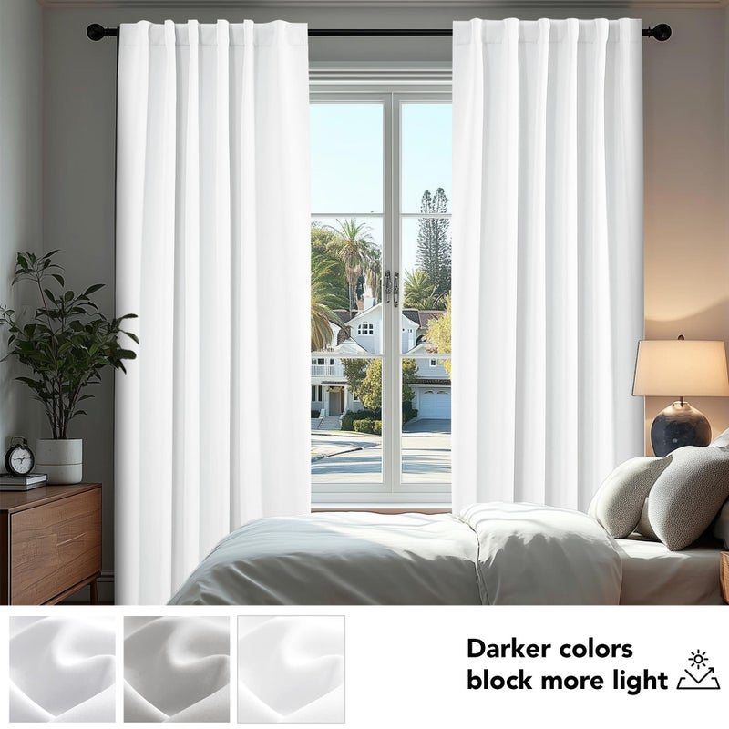 Deconovo Room Darkening Curtains for Living Room, Pure White Light Filtering Thermal Drapes 63 Inches Long, Back Tab and Rod Pocket Window Curtains, 52W x 63L Inch, 2 Panels - Image 4